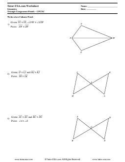If two triangles are congruent not only are the length of their sides the same, but all their angles are the same as well. PDF: Geometry - triangles, triangle proofs, CPCTC | Worksheets, Congruent triangles worksheet ...
