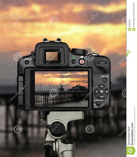 Landscape Photographer Sunset Camera Stock Photo Image