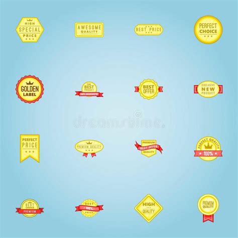 Label Icons Set Cartoon Style Stock Vector Illustration Of Label