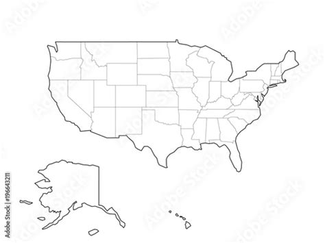 Blank Black Vector Outline Map Of USA United States Of America Stock Vector Adobe Stock