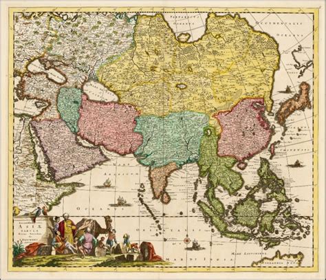Beautiful Vintage Map Of Asia 1680 Old Map Print Vintage Etsy