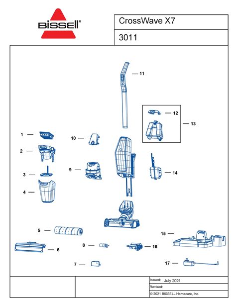 Schematic Parts Book For Bissell Model 3011 Crosswave X7 Cordless Pet
