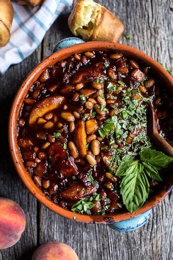 Bourbon Peach Bbq Baked Beans Half Baked Harvest