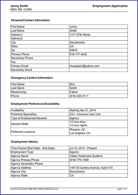 Nursing resume cover letter example. Sample Travel Nursing Job Application » BluePipes Blog