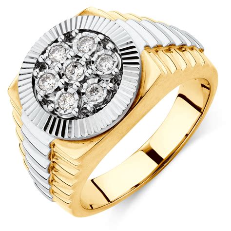 Mens Ring With 14 Carat Tw Of Diamonds In 10ct Yellow And White Gold