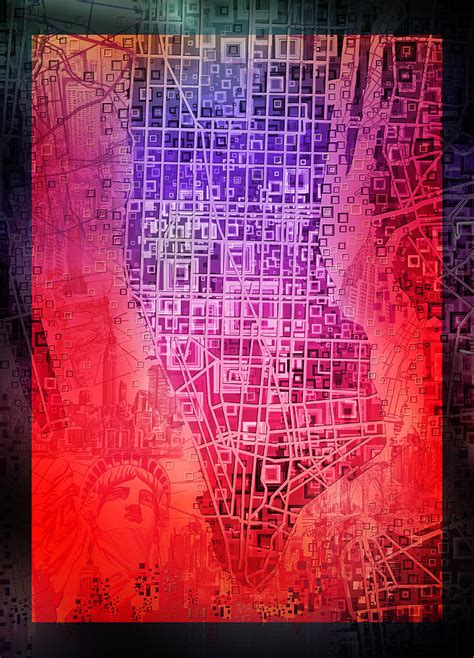 Manhattan Map Abstract 6 Painting By Bekim M Fine Art America
