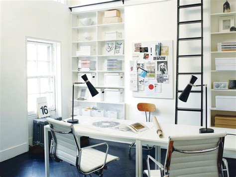 White Contemporary Office With Ladder Hgtv