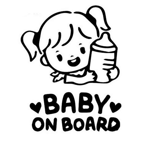 12 7 16cm Baby On Board Cartoon Cute Little Girl Hold A Bottle Car