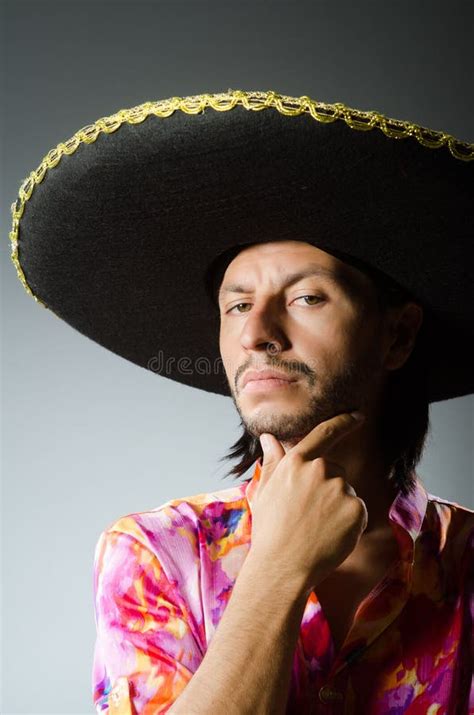 The Young Mexican Man Wearing Sombrero Stock Photo Image 69128792