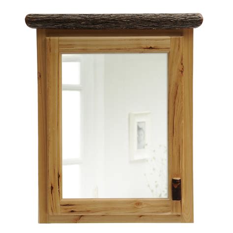 Natural Hickory Log Medicine Cabinet 27 33 Inch Hinged Left And