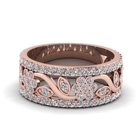 Floral Entrance Band For Most Current Wide Diamond Wedding Bands 
