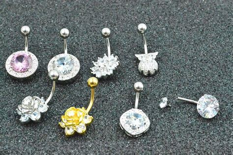 Pcs Surgical Steel Shine Cz Navel Belly Ring Button Bar Internally