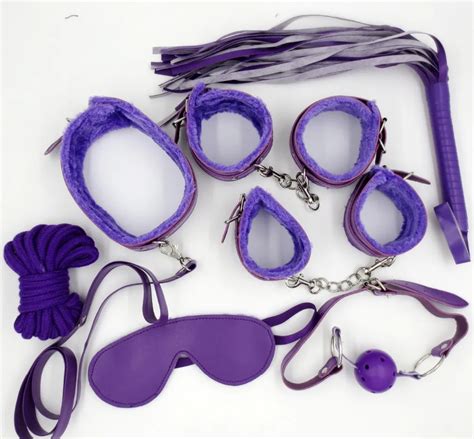 Buy 7pcskit Purple Pu Leather Bondage Setadult Bed Restraints Slave Game