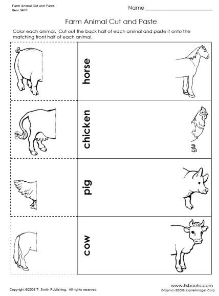 14 Wild Animal Cut And Paste Worksheets