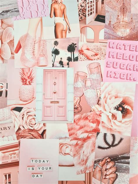 Pink Collage Wall Decor Collage Pink Pink Aesthetic Wall Etsy