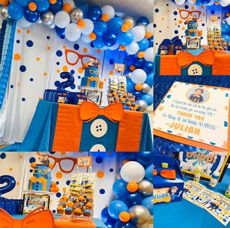 Blippi party supplies for kids birthday,blippi party decorations kit favor theme for boys and grils included table cloth,cake dishes,napkins,gift bags,blowouts,ballons,banner,knives,forks,spoons and cake cupcake toppers set of 134pcs for 10 guest. Blippi Birthday in 2020 | 2nd birthday party themes, 2nd ...