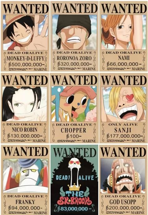 INSTOCK BIG One Piece Wanted Bounty Bounties Dead Or Alive Large Poster Straw Hat Pirates