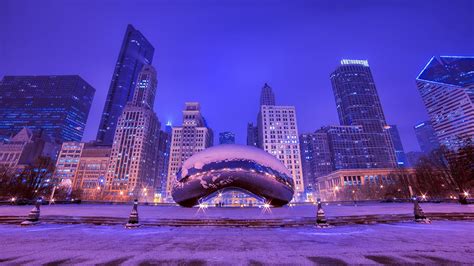 The Bean On A Winter Night Millennium Park Chicago Backiee