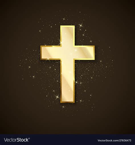 Golden Cross Symbol Christianity Holy Metal Vector Image