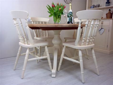 How to make diy table legs to upgrade any side table. Pine Round Pedestal Table and 4 Farmhouse Chairs-Painted ...