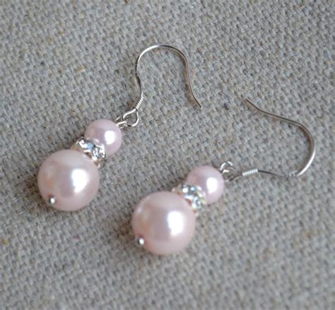 Pale Pink Pearl Earringsdangle Pearl Earringspearl Earringwedding