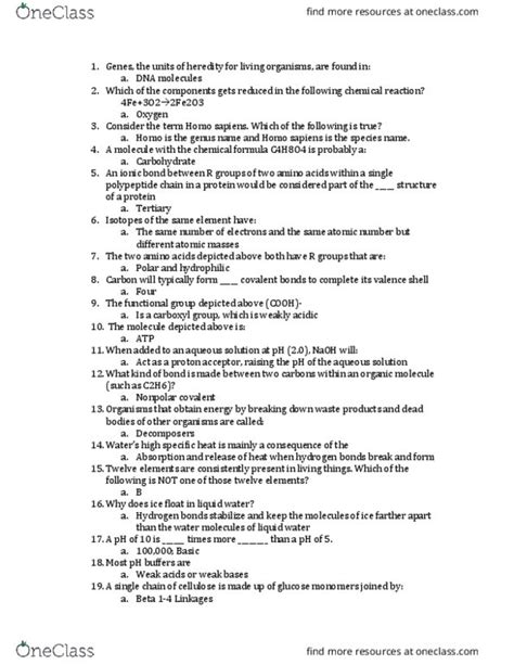 Biol 1020 Study Guide Fall 2018 Final Ionic Bonding Chemical