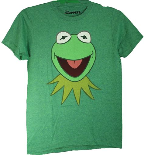 Muppets Kermit The Frog Big Head Adult Tee Shirt Green Large Amazonca