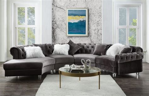Ninagold Contemporary Curved Velvet Sectional Sofa Kfrooms Sale