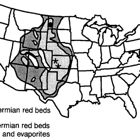 Map Of The United States Showing The Distribution Of Permian Red Beds
