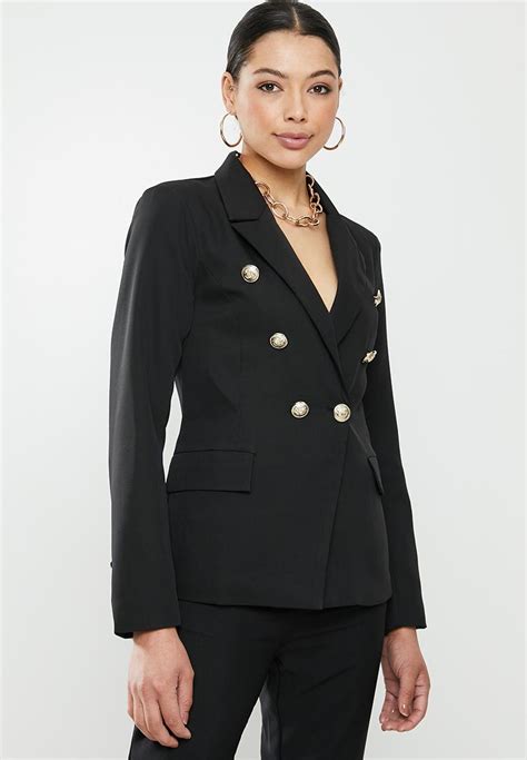 Co Ord Military Blazer Black Missguided Jackets
