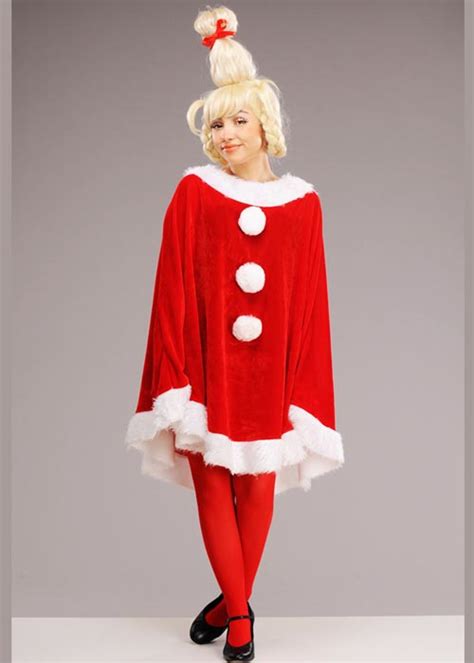 Adult The Grinch Style Cindy Lou Who Costume With Wig