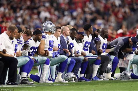 Dallas Cowboys Team Takes A Knee Before National Anthem Daily Mail Online