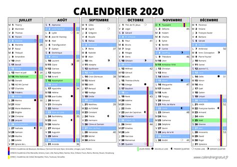 Calendrier 2020 Et 2020 Vacances Scolaires Vacances 2019 11 26