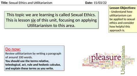 Sexual Ethics Utilitarianism Ocr Teaching Resources