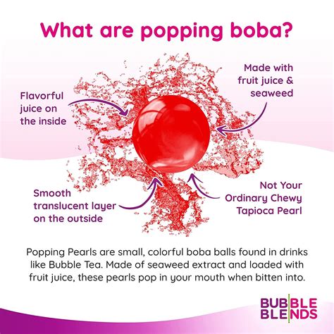 Bubble Blends Strawberry Popping Boba 1lb 16oz Popping Pearls Non
