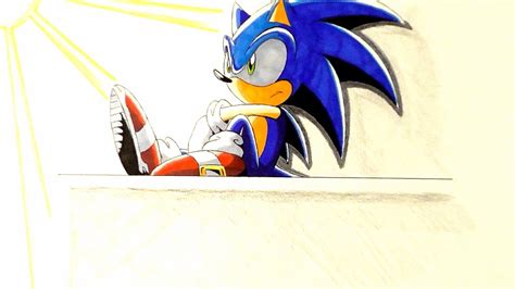 Drawing Sonic The Hedgehog Sitting Atop Station Square Timelapse