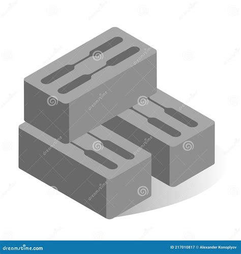 Cinder Block Vector Flat Illustration Industrial Cement Block For