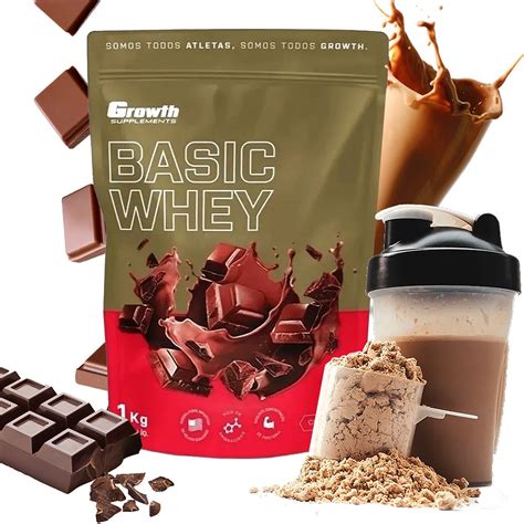 Basic Whey Protein Sabor Chocolate 1kg Growth Supplements Escorrega O