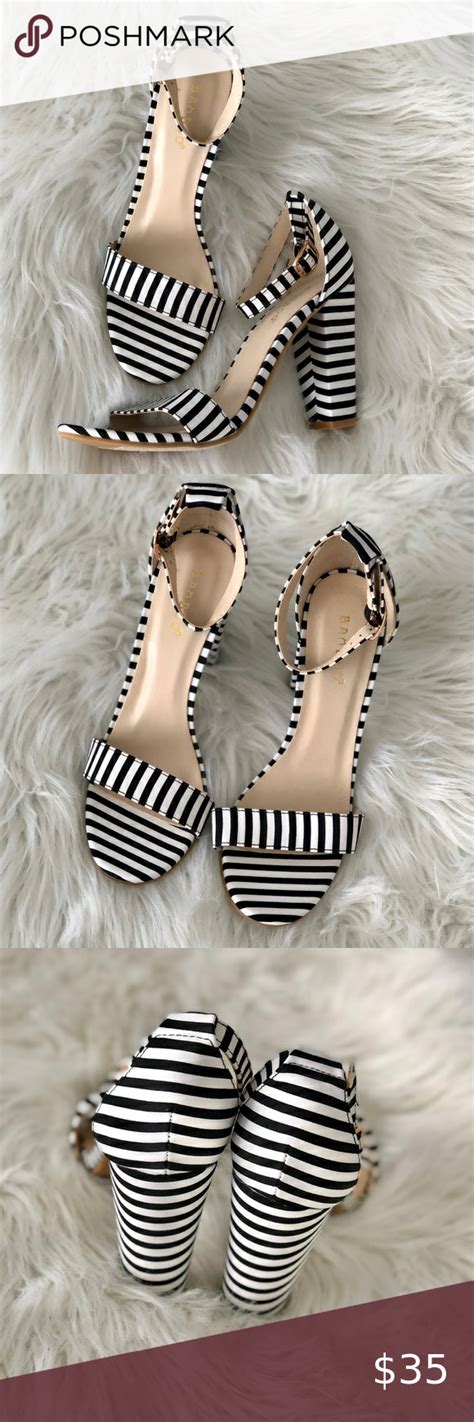 Black And White Striped Chunky Heel Brand New Never Worn In Womens