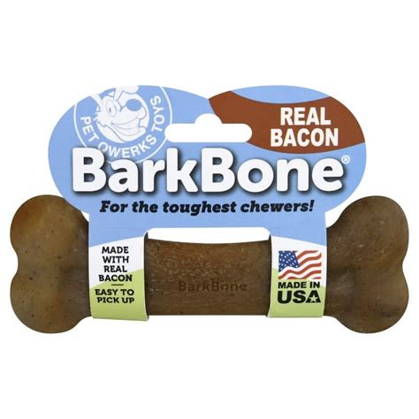 Pet Qwerks Barkbone Dog Bone Chew Toy Bacon Flavor Large