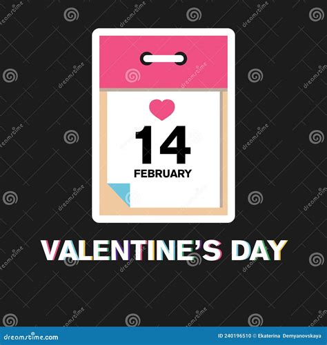 Vector Sticker Tear Off Calendar On February 14 Valentines Day Stock