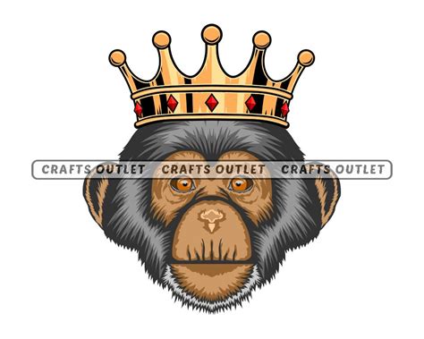 Monkey Wearing Crown Svg Png And  Head Face King Royal Etsy