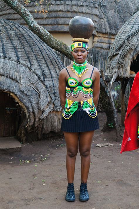Zulu Woman Wearing Handmade Clothing At Lesedi Cultural Village Editorial Photo Image Of