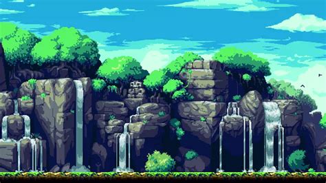 Pixel Waterfall Live Wallpaper Wallpaperwaifu