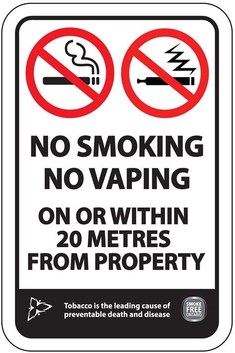 No Smoking No Vaping Within 20 Metres Smoke Free Ontario 30x45cm