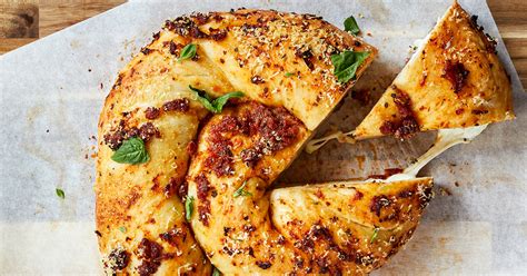 The longest part of the recipe is the rising time!this recipe was inspired by a vegan food tour i attended with vibe israel this past march. Mozzarella-Stuffed Pizza Bread Recipe - PureWow