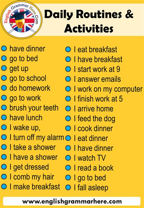 Daily Routines In English English Grammar Here English Verbs English
