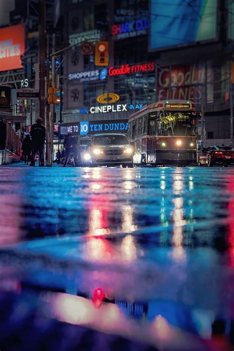 Dundas Square At Night City Rain Pictures Akiff Kanji Photography