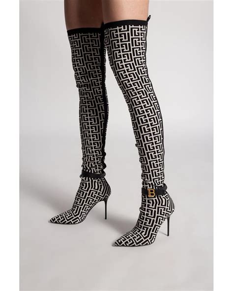 Balmain Raven Over The Knee Boots In Black Lyst