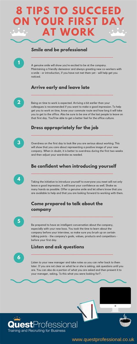 8 Tips To Succeed On Your First Day At Work First Day Of Work How To